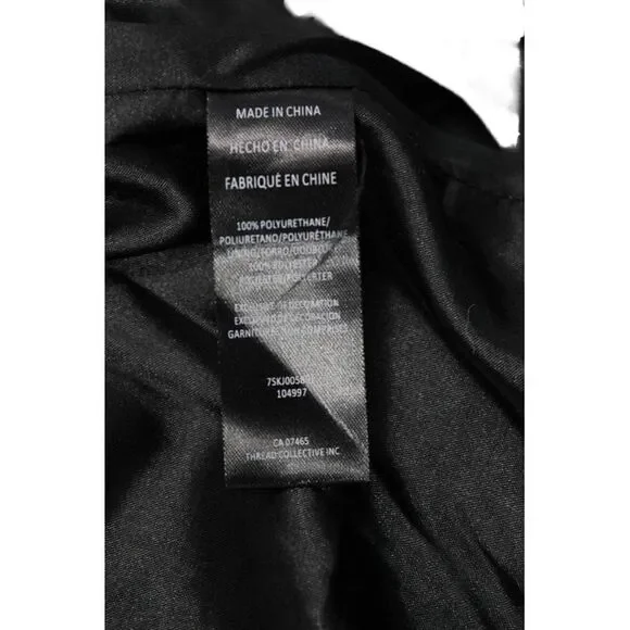 Bebe Women Biker Motorcycle Jacket Black PU Collared Button Long Sleeve Size S - Picture 5 of 7